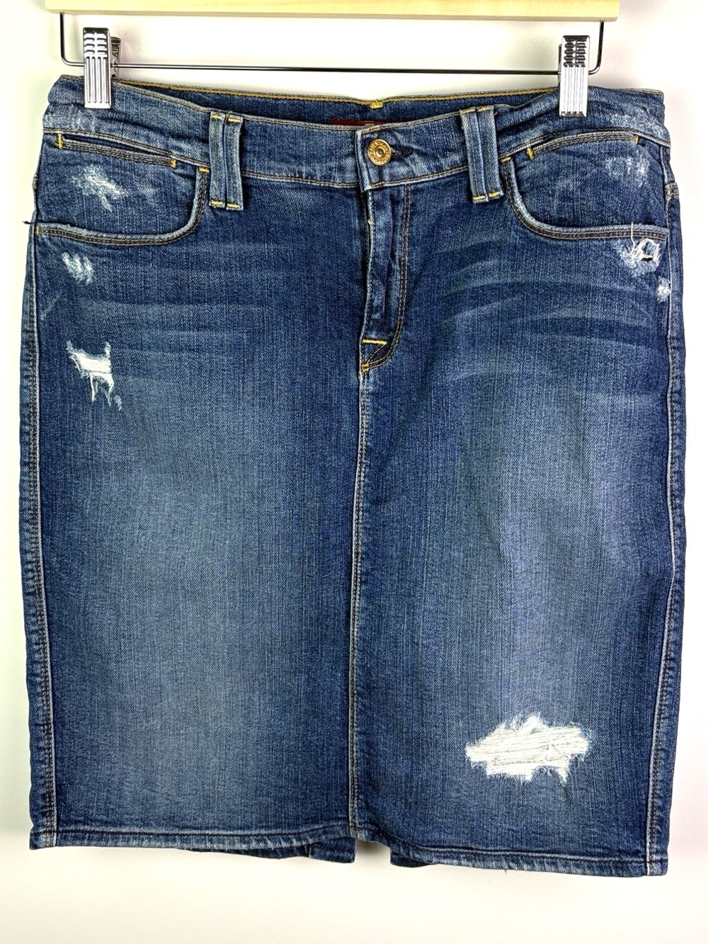 7 for all mankind Distressed Blue Denim Skirt size 30